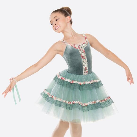 Dance Costume Medium Child Green Revolution RC17020 Ballet Pointe Tutu Lace - Picture 1 of 3